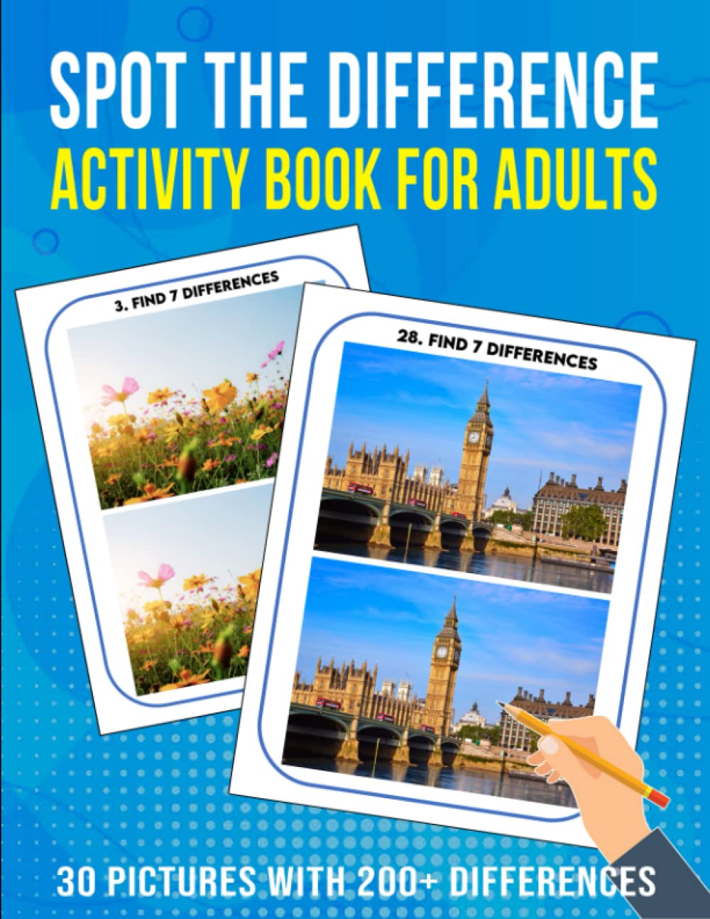 Spot the Difference Book for Adults: Adult Activity book - 30 pictures with 200+ differences